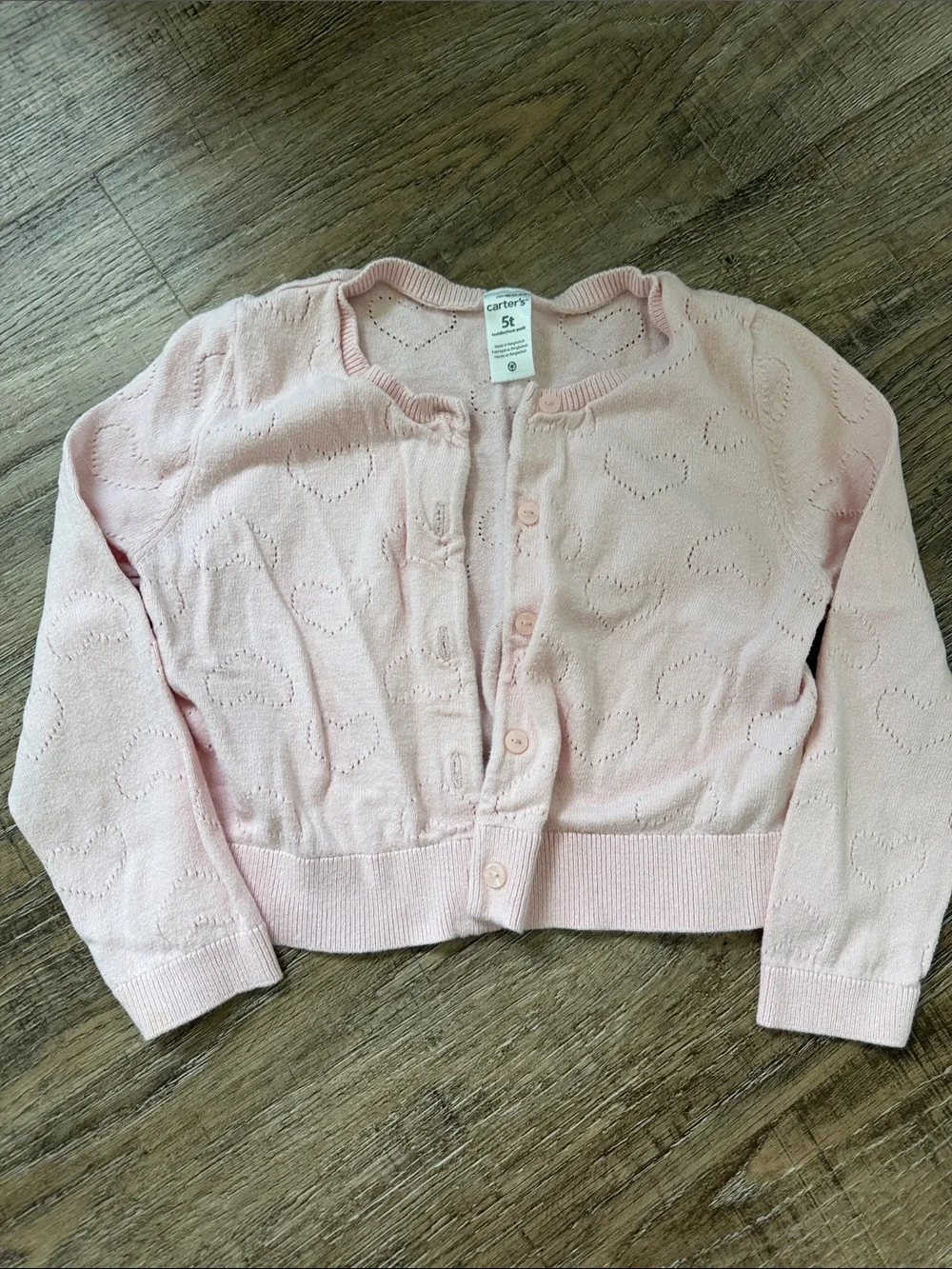 Carter's Pale Pink Heart Pointelle Cardigan